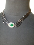 collarino doppio in filo lurex e gemma argento con pietra verde 8 euro